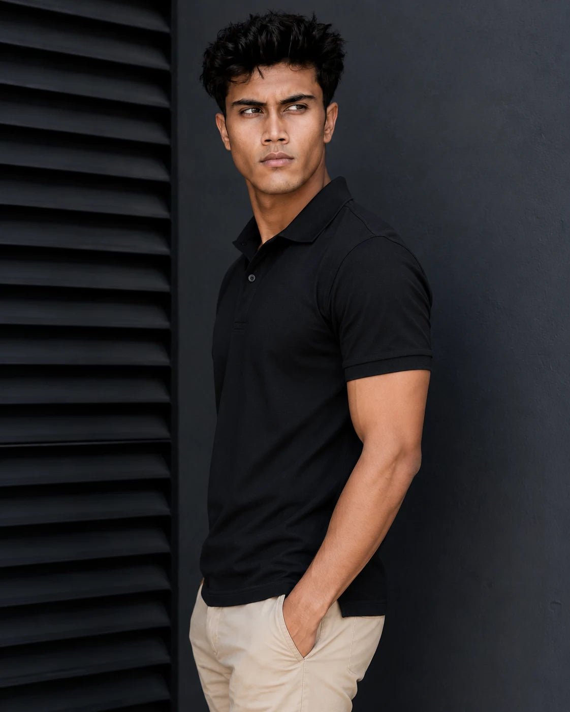 Men's Mercerized Black  Polo T-Shirt 260 GSM Premium Cotton