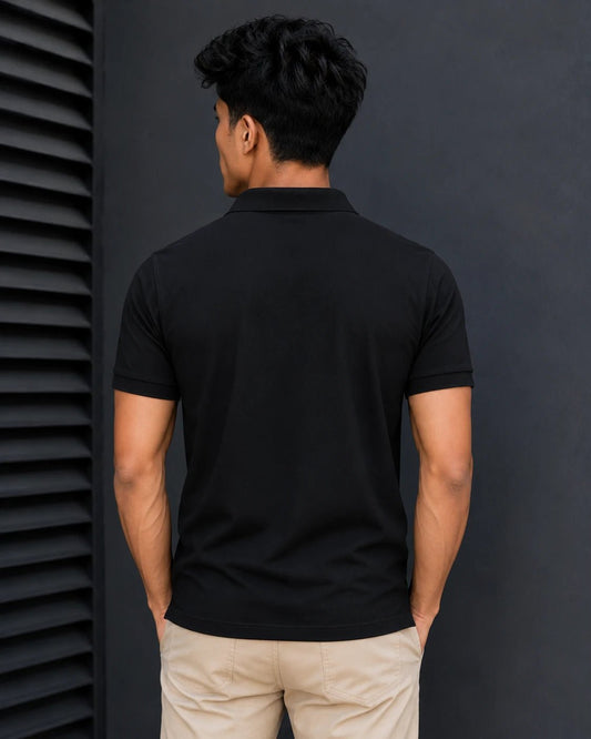 Men's Mercerized Black  Polo T-Shirt 260 GSM Premium Cotton