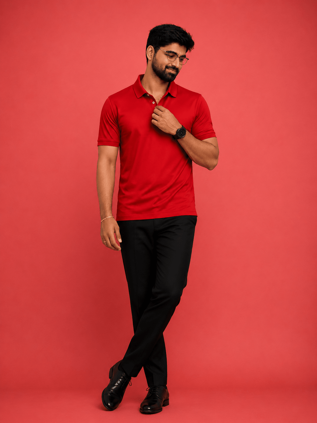Red Mercerized Polo T-Shirt 240 GSM for Men - ZWEAR
