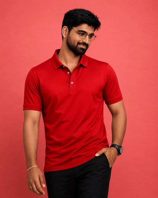 Red Mercerized Polo T-Shirt 240 GSM for Men - ZWEAR