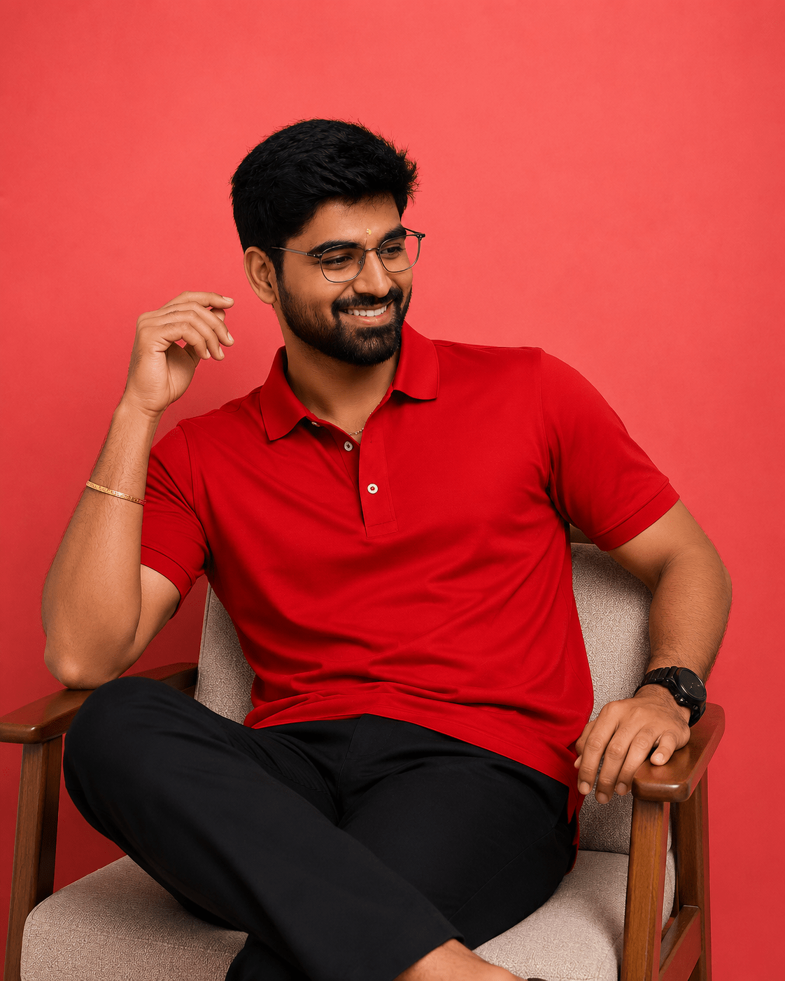 Red Mercerized Polo T-Shirt 240 GSM for Men - ZWEAR